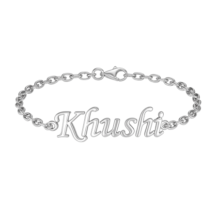 Handmade 925 Sterling Silver Khushi Named Chain Bracelet